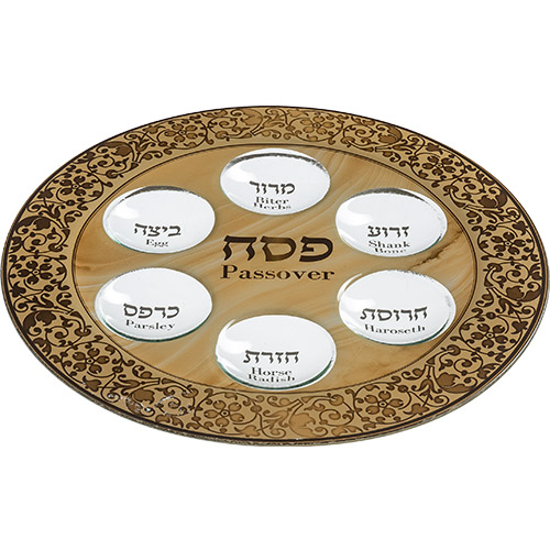 מגש פסח מעוצב עם הכיתובים המתאימים למנהגים, מתנה מושלמת לחג.