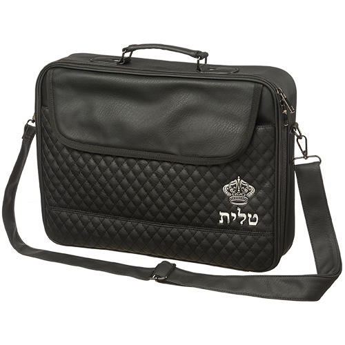 תיק טלית מעוצב בצבע שחור עם ריקמה של המילה "טלית" ועיצוב קלאסי ונוח.