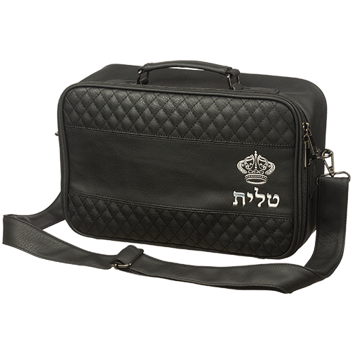 תיק עור מעוצב לטלית ותפילין, כולל רצועה נשלפת, מתנה אידיאלית לחתן בר מצווה.