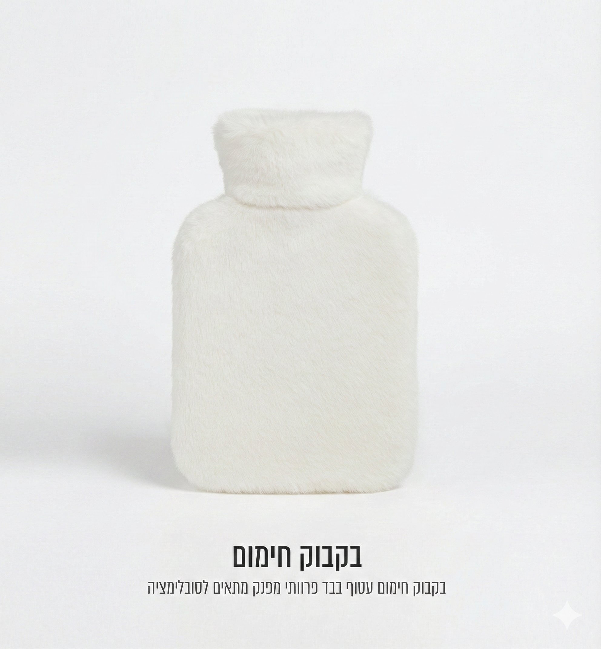 בקבוק חימום בעיצוב רך ולבן, מתאים למתנות יודאיקה ולחימום בחורף.
