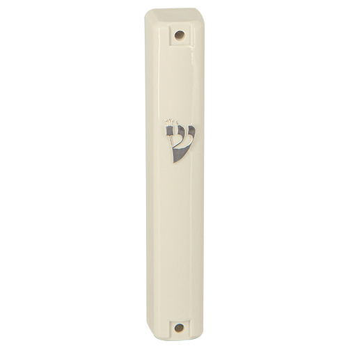 מזוזה פלסטיק 15 ס"מ בז "ש" כסף פקק גומי
