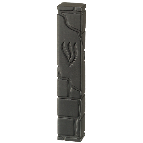 מזוזה סמנט בטון מהודרת שחור "כותל" 12 ס"מ