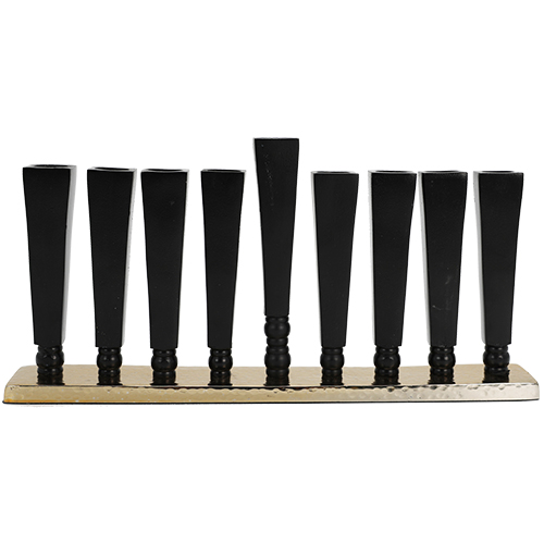 חנוכייה אלומיניום מהודרת גוון זהב 14x30 ס"מ
