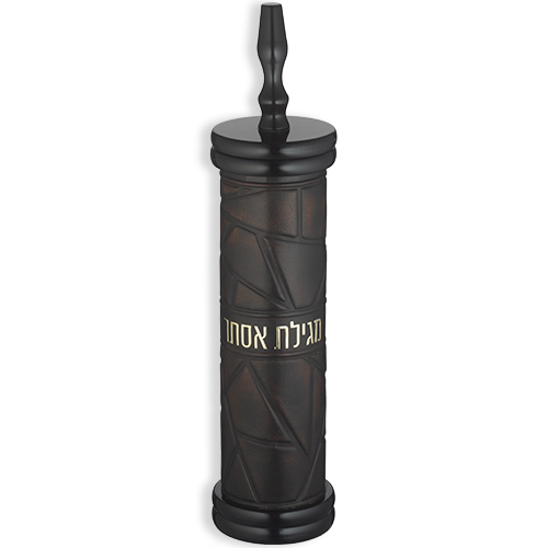 מגילת אסתר מתברגת רחבה ספרדי קוטר 9 ס"מ עץ עם פלקטה פיו עבור קלף 24 ס"מ