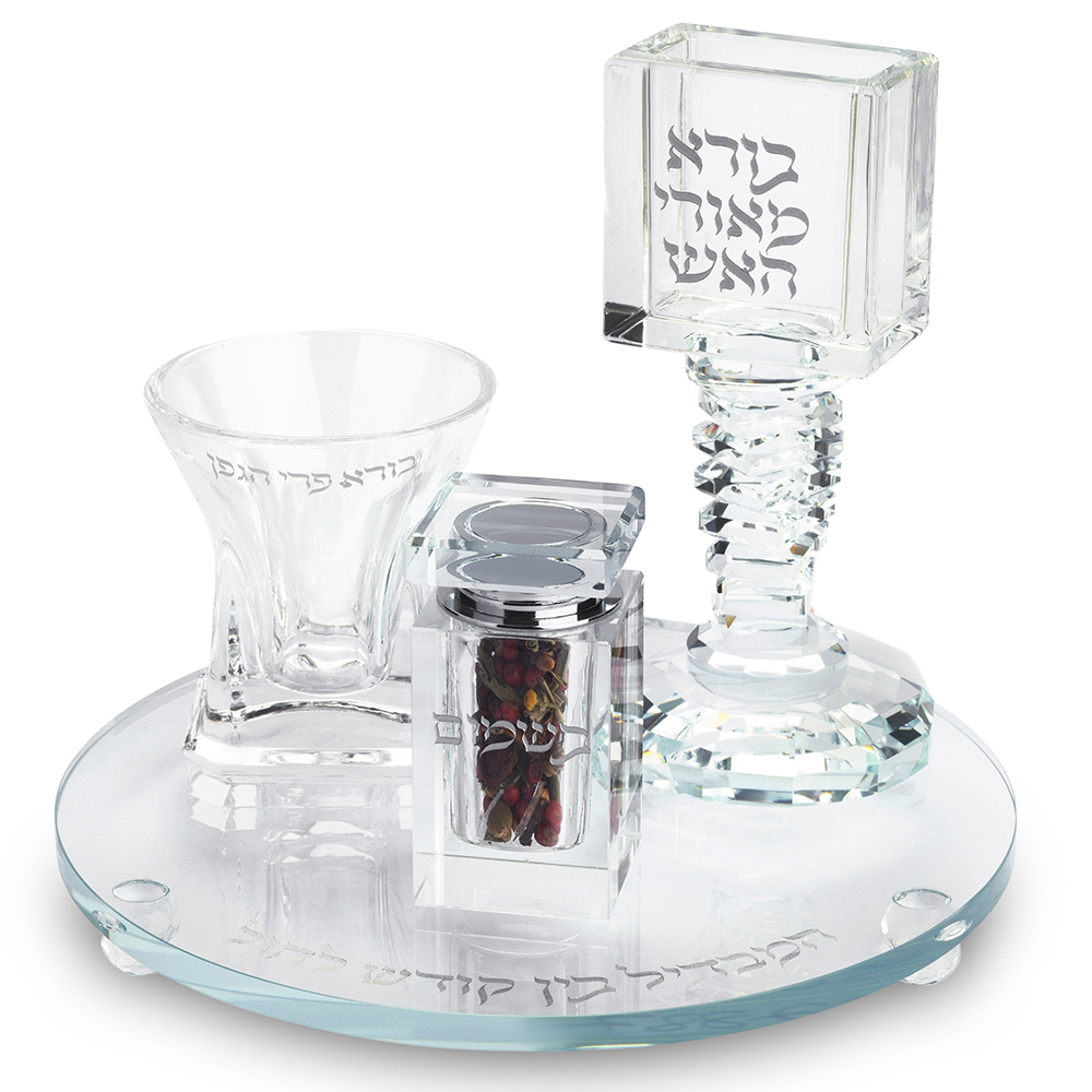 סט הבדלה מהודר מקריסטל 20 ס"מ