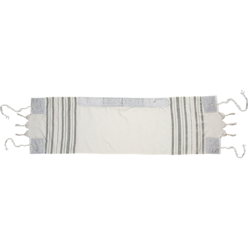 טלית קטן אקרילן 105x30 ס"מ פסים כסף
